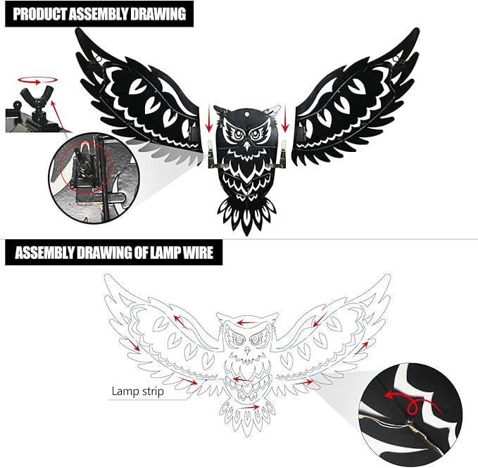 Mothers Day Gifts for Women Solar Metal Wall Art Decor Lights Owl Hanging Outdoor Solar Garden Decor Lights Porch Patio Yard Decorative Warm Gifts for Women Mom