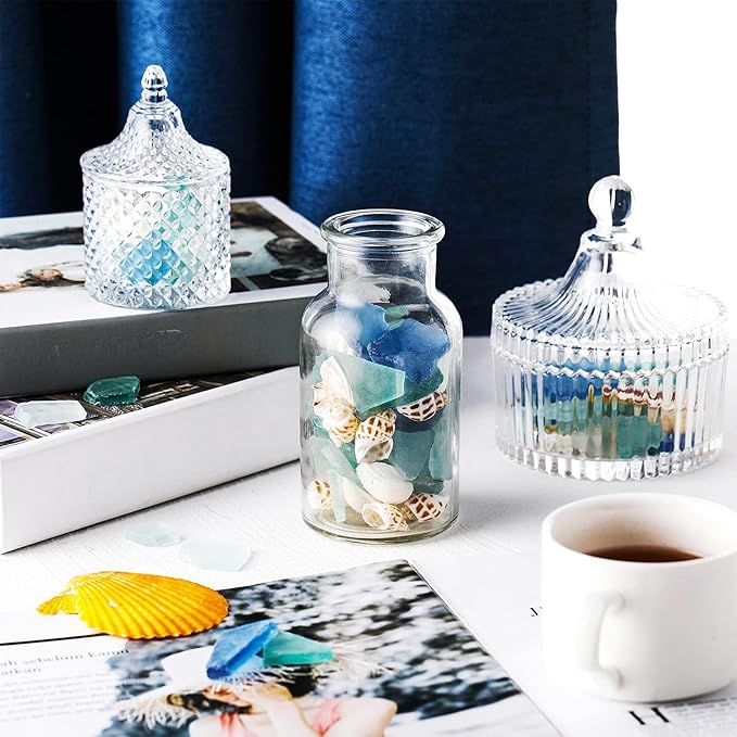 Jetec 11 oz Sea Glass for Crafts Pieces Seaglass Decor Flat Frosted Sea Glass Ornaments Vase Filler Crushed for Beach Wedding Party Decor Home Aquarium DIY Craft Supplies(Blue, White, Green)
