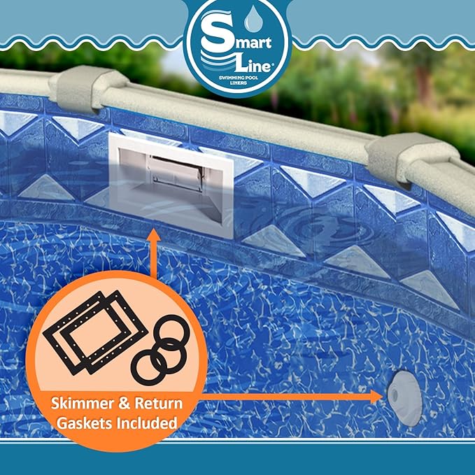 Smartline 15 ft Round Swimming Pool Liner | Tuscan | Unibead Style | 52 Inch Wall Height | 20 Gauge Heavy Duty Virgin Vinyl | Designed for Steel Sided Above Ground Pools