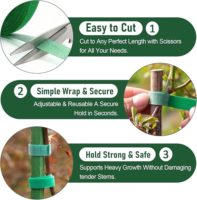 82 Foot X 0.47 Inch Reusable Plant Ties for Climbing Plants for Climbing Plants Nylon Garden Ties, Plant Straps & Tomato Support, Soft Plant Tape for Cables