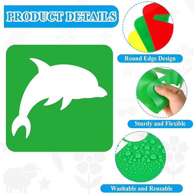 36pcs Drawing Stencils for 8 Inch Sidewalk Chalk Stencils Painting Large Washable Reusable Themed Shape Template