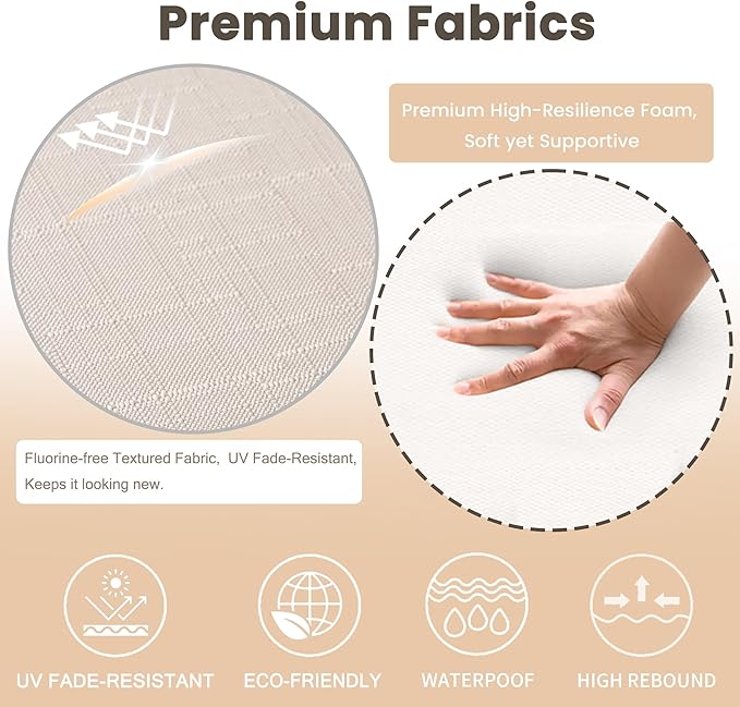Battilo Chair Cushions for Dining Chairs with Ties, Indoor/Outdoor Kitchen Chair Pad with Non-Slip Backing, Dining Seat Cushion with Machine Washable Removable Cover, 16"x16"x2", Set of 2, Beige