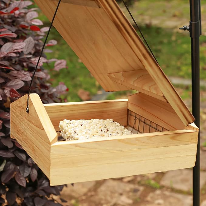 STARSWR Suet Upside Down Bird Feeder,10" x 10" Large Hanging Bird Feeder Outside Suet Cake Feeder Easy to Clean
