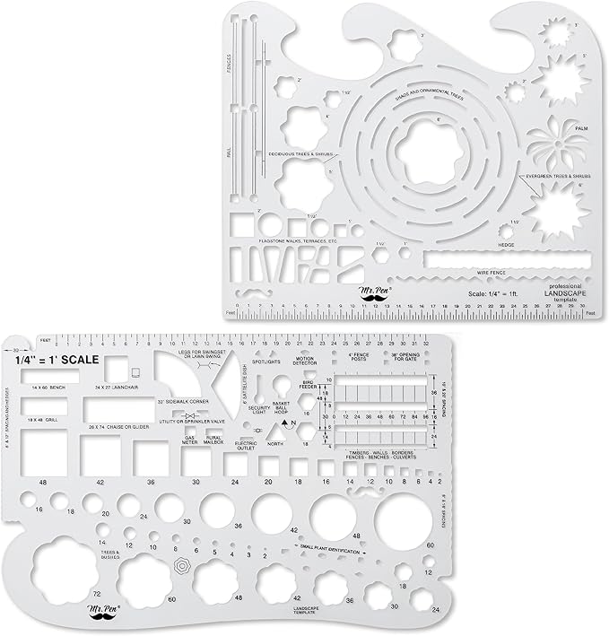 Mr. Pen- Landscape Templates, Architectural Templates, Drafting Tools, Landscaping Tools, Landscape Design Template, Drafting Ruler Shapes, Drawing Stencils