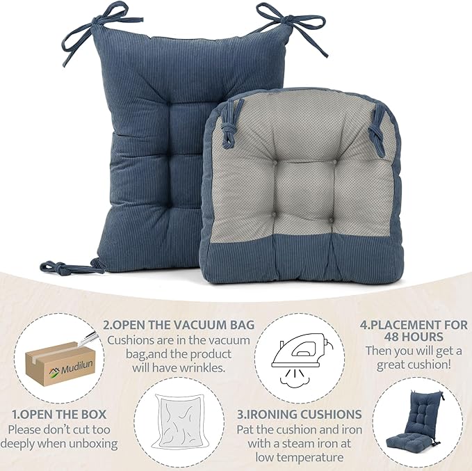 mudilun Rocking Chair Cushion Set - Non-Slip Tufted Rocking Chair Cushions with Ties Soft Indoor/Outdoor Wooden Rocking Chair Seat Pad for Porch Garden Cafe & Nursing