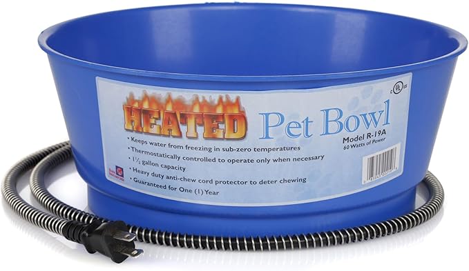 Farm Innovators 1.5 Gallon 60 Watt Electric Heated Pet Water Bowl with Thermostatic Control and Anti Chew Cord Protector, Blue (2 Pack)