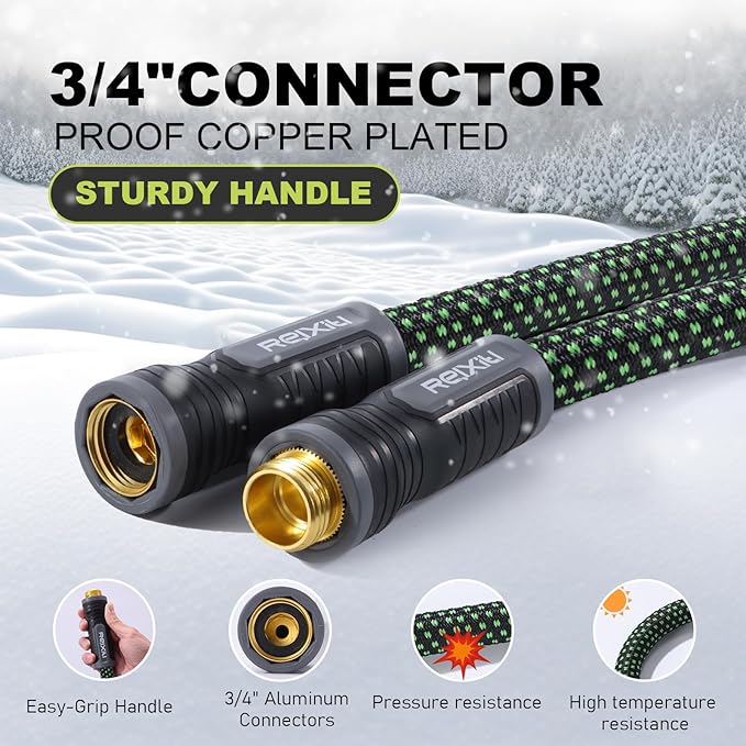 Relxitl Garden Hose, Flexible Water Hose, Ultra Lightweight Non-Expanding hose with 10 Function Sprayer, Leak proof, Pressure Resistant for Yard, Outdoor (Green, 100FT)