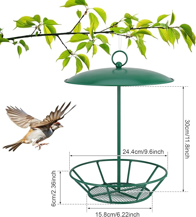 Suet Feeder Cylinder Bird Feeder S-6-2 Seed Cake Feeders Green Metal Feeders for Hanging Garden Backyard Outdoors Wild Birdfeeding