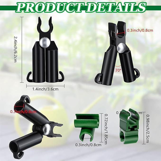 Adjustable Plant Trellis Connector Clip Plastic Connector Stakes Garden Plastic A-Type Connecting Joint Buckle Clip for Gardening Metal Steel Plant Supports(75 Pieces,11 mm)