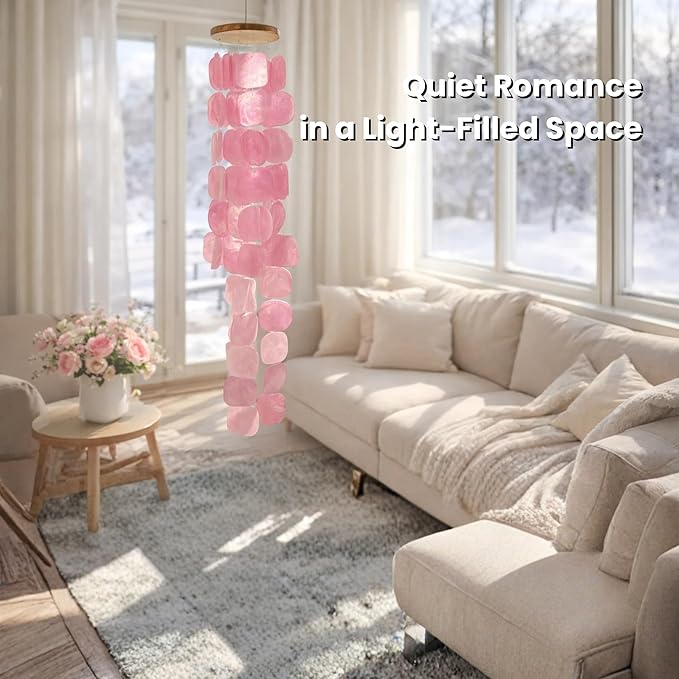Solange & Frances Capiz Shell Wind Chime - Elegant Wind Chimes for Outside and Outdoor Decor. Ideal Front Porch Decor, Patio Decor. Thoughtful Gifts for Women, Valentines Day Gifts and Gift for Men