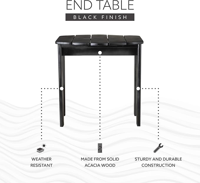 Linon Jayde Black Solid Wood Outdoor Adirondack Side Accent Table