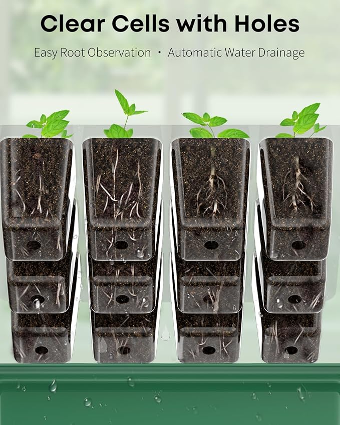 Pawfly 10 Pack Seed Starter Kit, 120 Cells, Seed Starter Trays with 4" Humidity Domes, Planting Tools & Labels, Indoor Seedling Starter Trays, Reusable Plant Germination Trays, Seed Starting Trays