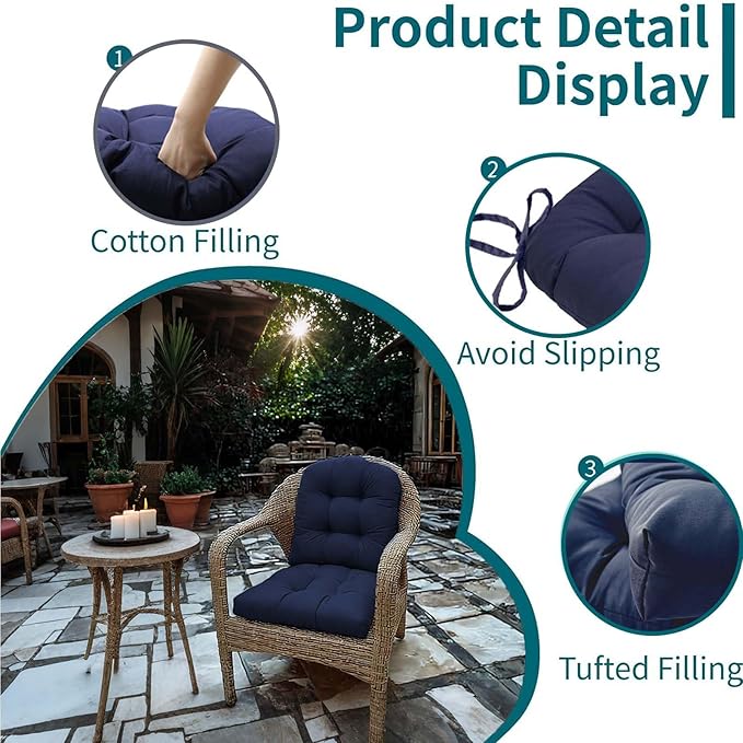 Outdoor Indoor U Shaped Wicker Seat Cushion Decorative Orange Tufted Chair Pads Chair Cushions Set for Patio Garden Home Office Furniture