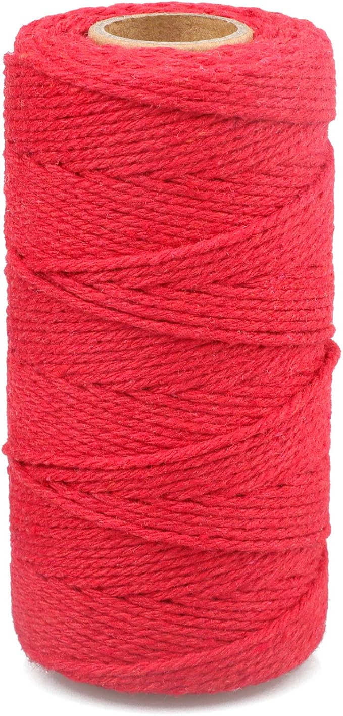 jijAcraft Red Twine String, 328 Feet Valentine's Day Bakers Twine String, 2MM Heavy Duty Packing String for Valentine's Day DIY Crafts, Present Decoration, Gift Wrapping, Craft Wrapping