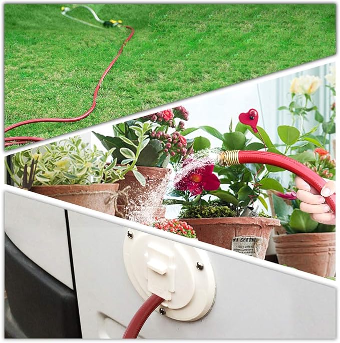 Solution4Patio Leader Red Garden Hose 3/4 in. x 25 ft. -Heavy Duty Durable Flexible Lightweight Water Pipe -Brass Aluminum Ends for Household & Commercial -Kink Free, No Leaking, Male/Female Fittings
