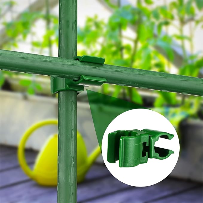 Adjustable Plant Trellis Connector Clip Plastic Connector Stakes Garden Plastic A-Type Connecting Joint Buckle Clip for Gardening Metal Steel Plant Supports(75 Pieces,11 mm)