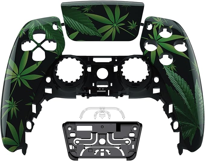 eXtremeRate Green Weeds Touchpad Front Top Shell Compatible with ps5 Controller BDM-010 020 030 040 050, DIY Replacement Shell Custom Touch Pad Cover Compatible with ps5 Controller