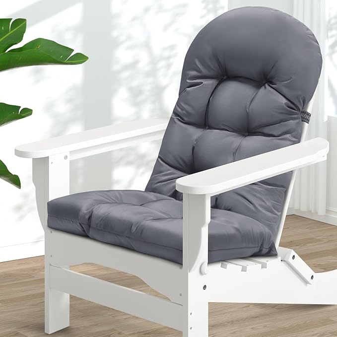 MAGIC ELEPHANT Adirondack Chair Cushion, Memory Foam Outdoor Chair Cushion, Water-Repellent Thick High Back Patio Rocking Chair Pad Seat Cushion Replacement (Gray)