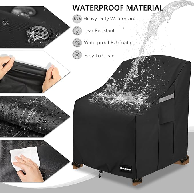 Outdoor Chair Covers 28"W x 31"D x 36"H,600D Heavy Duty Waterproof Patio Chair Cover,Outdoor Furniture Covers for Lawn/Garden Chiar,Black