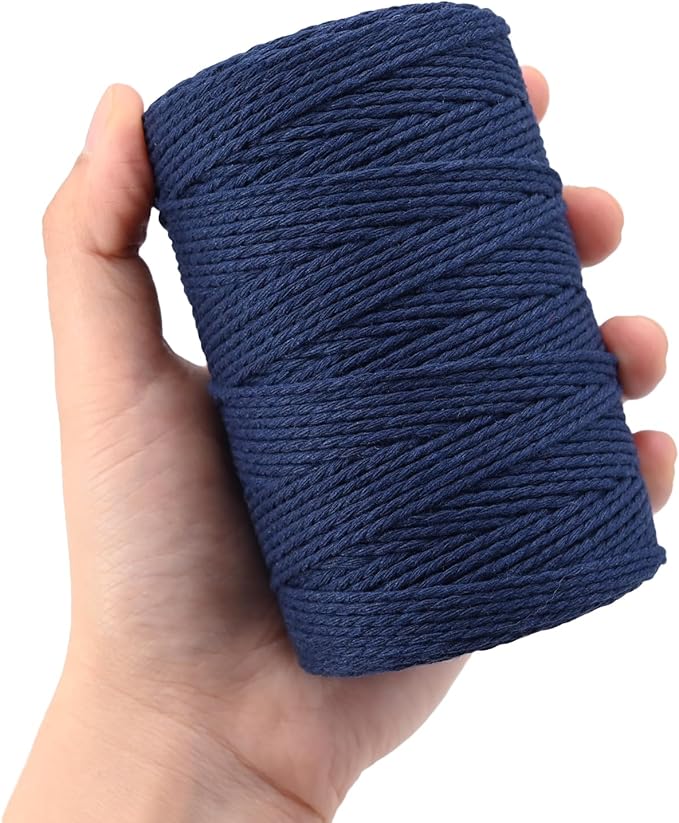 Twine String,500 Feet Butchers Kitchen Cotton String for Cooking Crafts Roasting Gift Wrapping DIY Decoration Gardening Packing Materials,Navy Blue