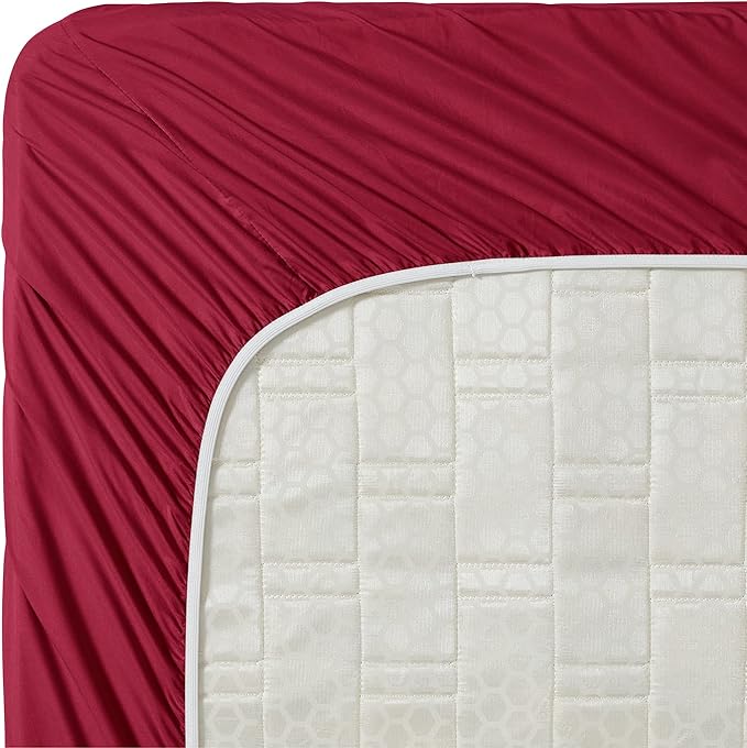 Clara Clark Bed Sheets, Premier 1800 Series 4 Piece Bed Sheet Set, Deep Pocket, Wrinkle, Fade, Stain Resistant, Luxury Soft Bedding Sheets & Pillowcases, Full, Burgundy Red