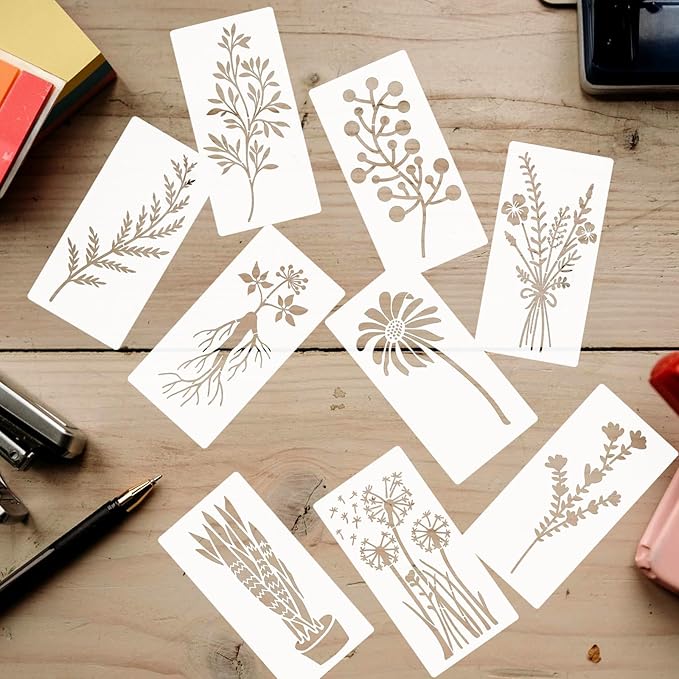 18 Pieces Stencils for Painting Leaves Plants Templates Flower Craft Stencil Reusable Plastic DIY Drawing Template Tropical Stencils for Paint on Wood Wall Rock Home Decor