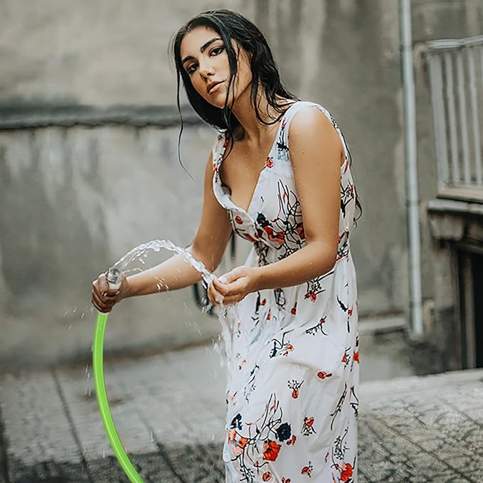 Fevone 100 ft Kink Free Garden Hose, All Weather Flexible, Heavy-Duty & Durable, Leak-Free Connection