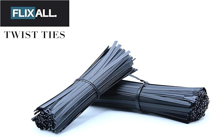 5 inches Plastic Twist Ties Pack of 500 - Premium Quality Reusable Black Plastic Coated Ties for Household and Office use
