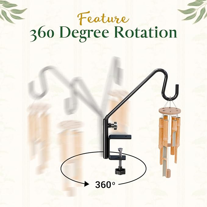 Idzo Deck Bird Feeder Hanger for Railing, 11inch Deck Hook for Bird Feeder Pole, Durable 3 Layers Powder Coated & Sturdy 1 Piece Solid Steel Construction for Hanging Decorations