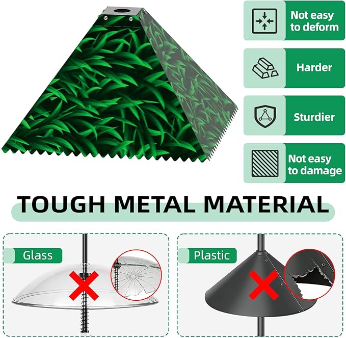 MIXXIDEA Squirrel Baffle for Bird Feeder Pole, Metal Pole Mount Bird House Guard, Squirrel Baffle for 4x4 Post (Green)