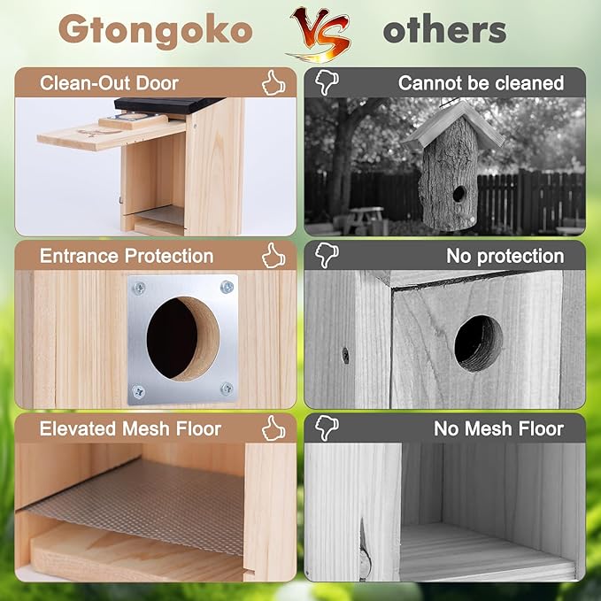 Gtongoko 2 Pack Bird Houses for Outside Clearance with Metal Predator Guard Blue Birdhouses for Outdoors Nesting Box for Cardinals Swallows Finches Chickadee Assembly Required