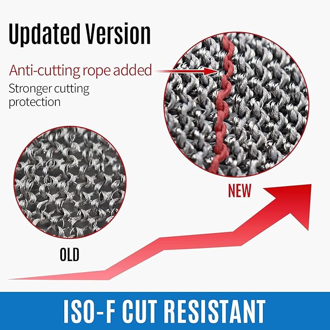 Schwer SlicePro ANSI A9 Cut Resistant Glove PR1707, Food Grade Stainless Steel Wire Metal Gloves, Cutting Gloves for Kitchen, Meat Cutting, Oyster Shucking, Fish Fillet, (XXL, 1 PCS