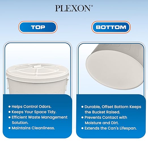 Plexon 2 Pack 20-Gallon Beige Galvanized Steel Round Trash Can with Lid Powder Coated Metal, Indoor and Outdoor Use, Durable Construction, Retro Design, Stylish