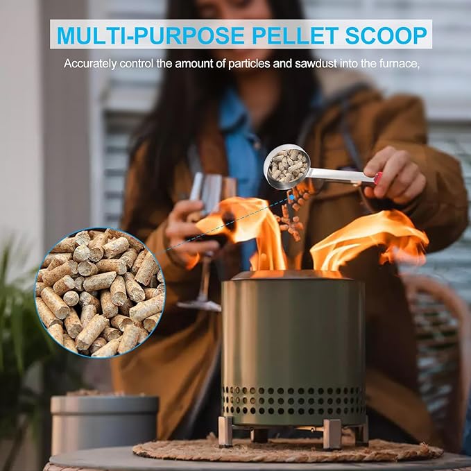 Mini Fire Stick Tongs Pellet Scoop Set Compatible with Solo Stove Mesa/XL, Fireplace Tabletop Fire Pit Accessories, Grabber Tools for Mini Firewood & Pellet Handling