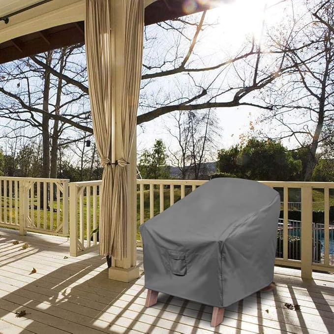 Vailge Patio Adirondack Chair Covers, Heavy Duty Patio Chair Cover, Waterproof Outdoor Lawn Patio Furniture Covers (Standard - 1 Pack, Grey)
