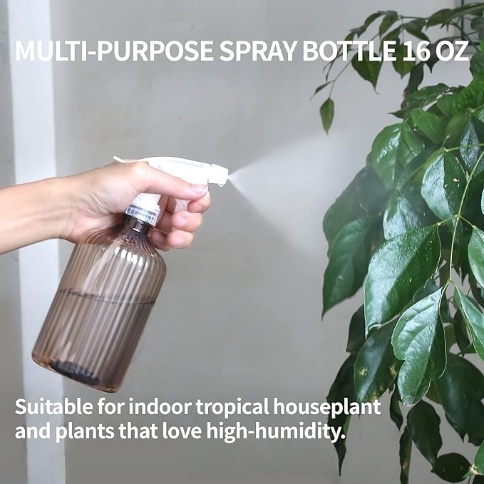 Watering Can Indoor Plants, ONEDONE Watering Can Long Spout Small Watering Can 34 oz, Plant Watering Can for Indoor Plants House Plants Garden Flowers w/Spray Bottle, Squeeze Bottle (Amber)