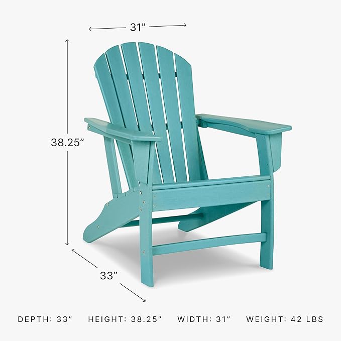 Signature Design by Ashley Sundown Treasure Outdoor Patio HDPE Weather Resistant Adirondack Chair, Blue