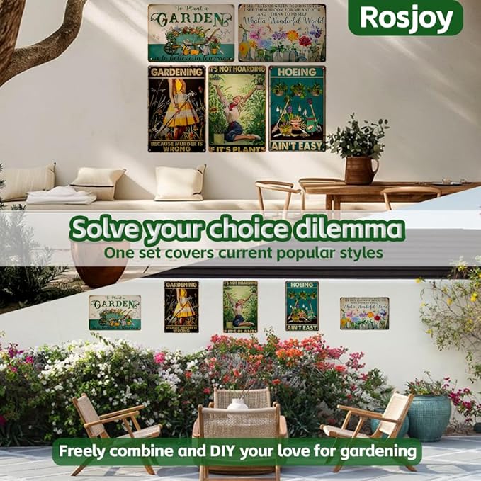 Rosjoy Funny Garden Signs for Outside - Unique Gardening Gifts for Women，12"x8" Metal Garden Decor for Wall Art, Yard Greenhouse, Outdoor, Patio, Porch Decoration