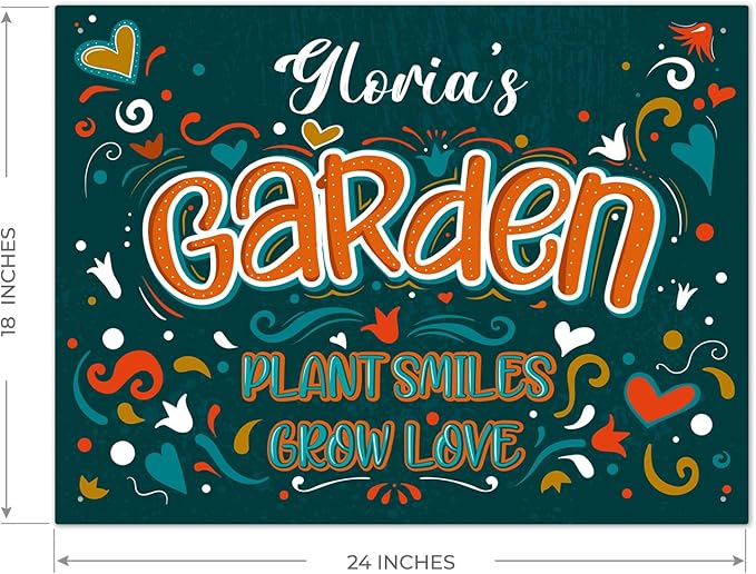 Custom Garden Signs, Personalized Sign For Garden, Mom, Her Or Girlfriend Sign, 18x24 Inches, Rust Free .063 Aluminum, Fade Resistant, Made in USA by Sigo Signs
