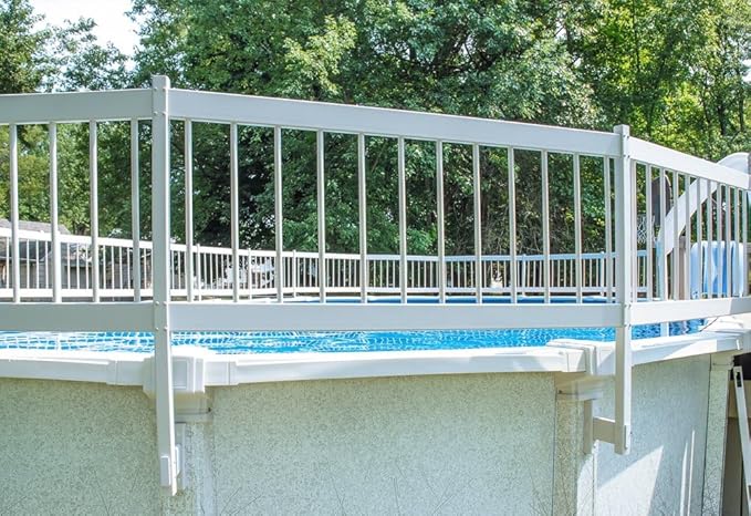 Aqua Select Above Ground Swimming Pool Resin Safety Pool Fence Base | Premium Quality UV Protected Vinyl | Keeps Pool Toys in and Intruders Out | Kit C - 2 Sections | Easy Installation | White