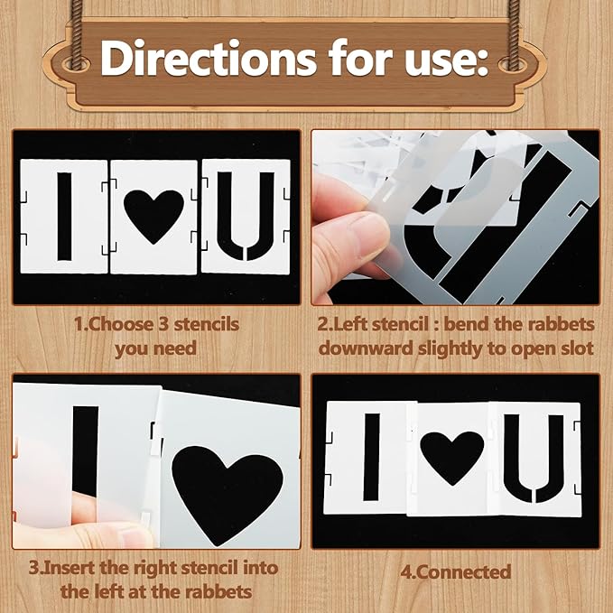 2.5 Inch Alphabet Letter Numbers Stencils, 42 PCS Plastic Letter Number Symbol Interlocking Drawing Template Kit for Painting on Wood Wall Fabric Rock Signage, Door Porch, DIY Art Projects