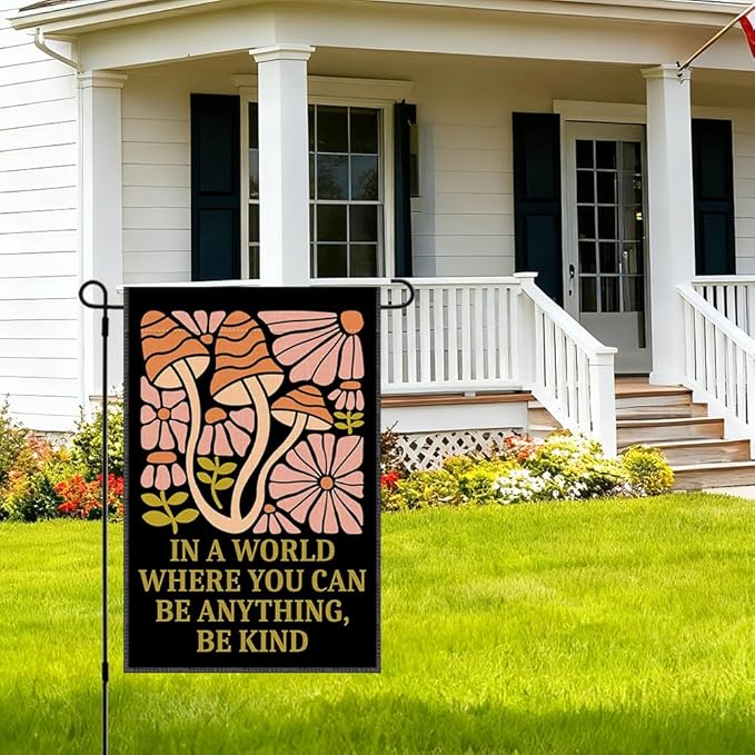 RZHV In a World Where You Can Be Anything Be Kind Double-Sided Garden Flag for Outdoor House Yard Sign Garden Decor Parade, Kindness Social Justice Outdoor Banner, Peace Inclusive Yard Sign Decor