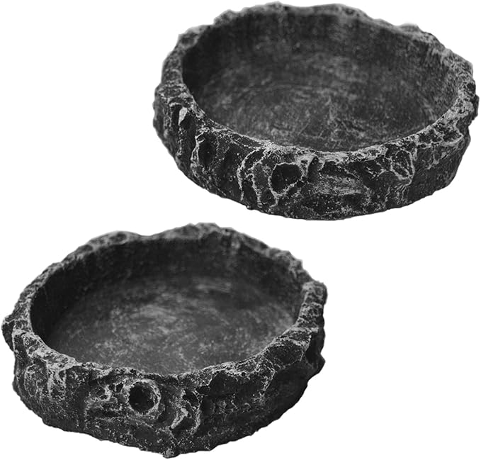 2 Pack Reptile Water Dish Reptile Water and Food Bowls Reptile Feeding Dish ,Breadworm Feeding for Leopard Gecko Lizard Spider Scorpion Chameleon (2Pcs Round)