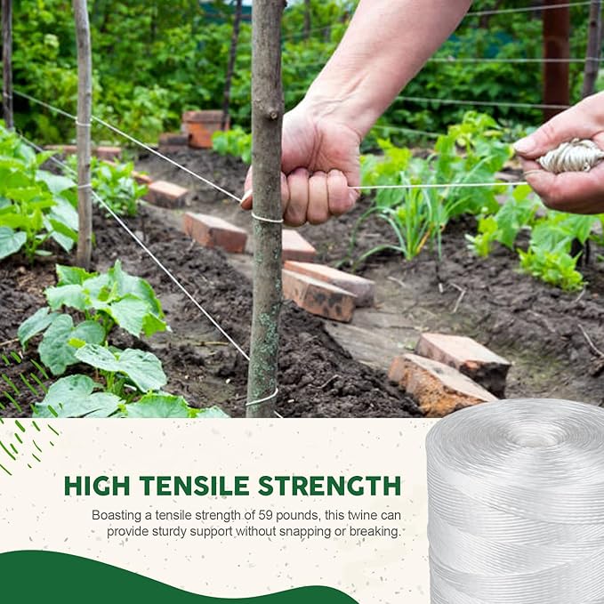 Tomato Twine 6300 Ft - Heavy Duty Polypropylene Twine White