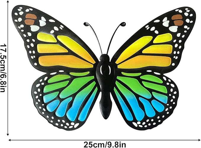Metal Butterfly Wall Decor - 4 pcs Butterflies Wall Sculpture Hanging Decorations for Indoor Outdoor Fences Patio Yard Fence Garden Decorations