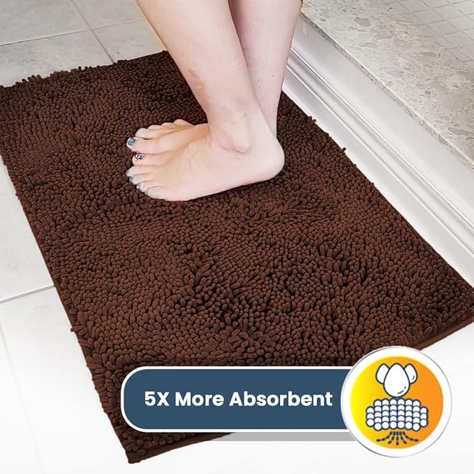 Muddy Mat® | Super Absorbent Door Mat Indoor, Microfiber Quick Dry Chenille Entryway Rug, Non-Slip Front Door Mat, Indoor Mats for Entryway, Machine Washable Pet Rug, Brown 28"x18"