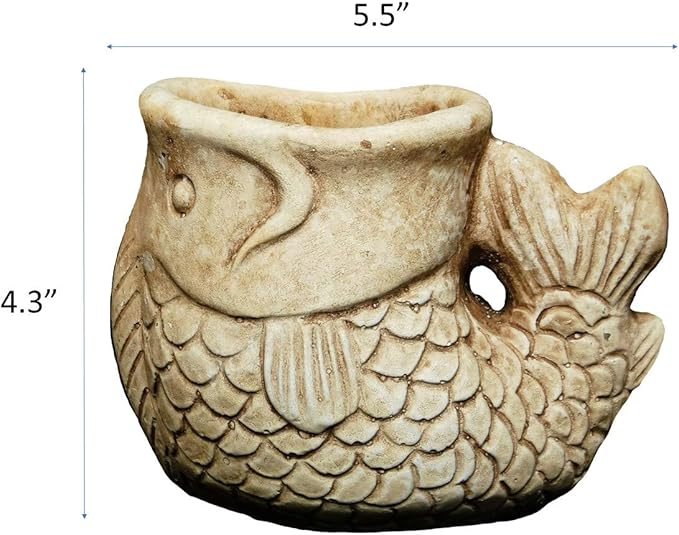 Classic Home and Garden Cement Buddies Animal Planter - Cute Desk Decoration - UV Coated Animal Vase w/Removable Drain Plug - Succulent Planter for Indoor/Outdoor Use (Largemouth Bass, Sand, Small)