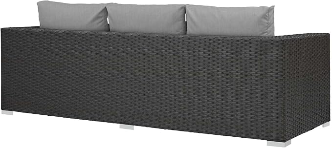 Modway EEI-1860 Sojourn Wicker Rattan Outdoor Patio Sunbrella Fabric Sofa in Canvas Gray