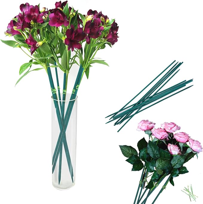 Green Bamboo Plant Stakes, Plant Sticks Support for Indoor and Outdoor Plants, Garden Wood Sturdy Bamboo Sticks, Floral Plant Support Stakes for Garden Plants 25 Pack（18 Inches）