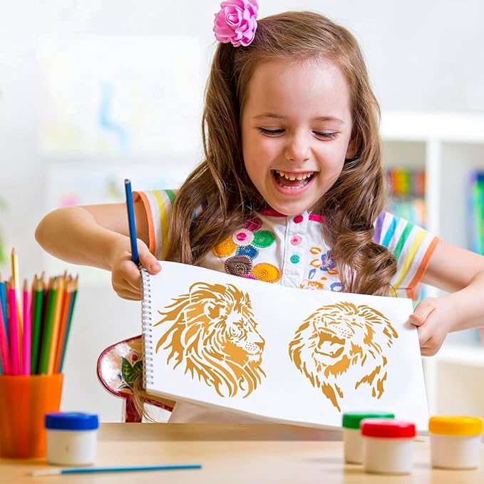 22 PCS Lion Tiger Stencils, Tiger Paws Reusable Plastic Paint Templates for Painting on Wood, Lion Tiger Head Stencils Set for Canvas Drawing Art Tile Home Wall DIY Craft Decoration, 2 Size
